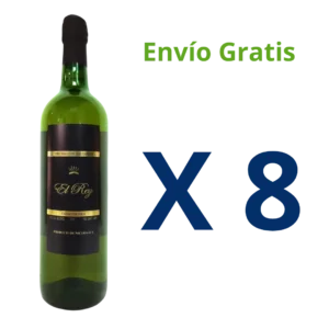 Se exhibe oferta de un vino nicaragüense, blanco, frutal, 8 unidades con envío gratis.